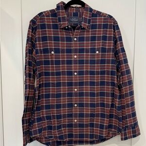 Topman Blue and Red Casual Button Down Shirt